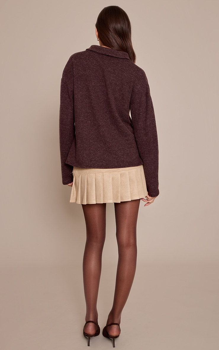 Sand Faux Suede Pleated Mini Skirt  image 3