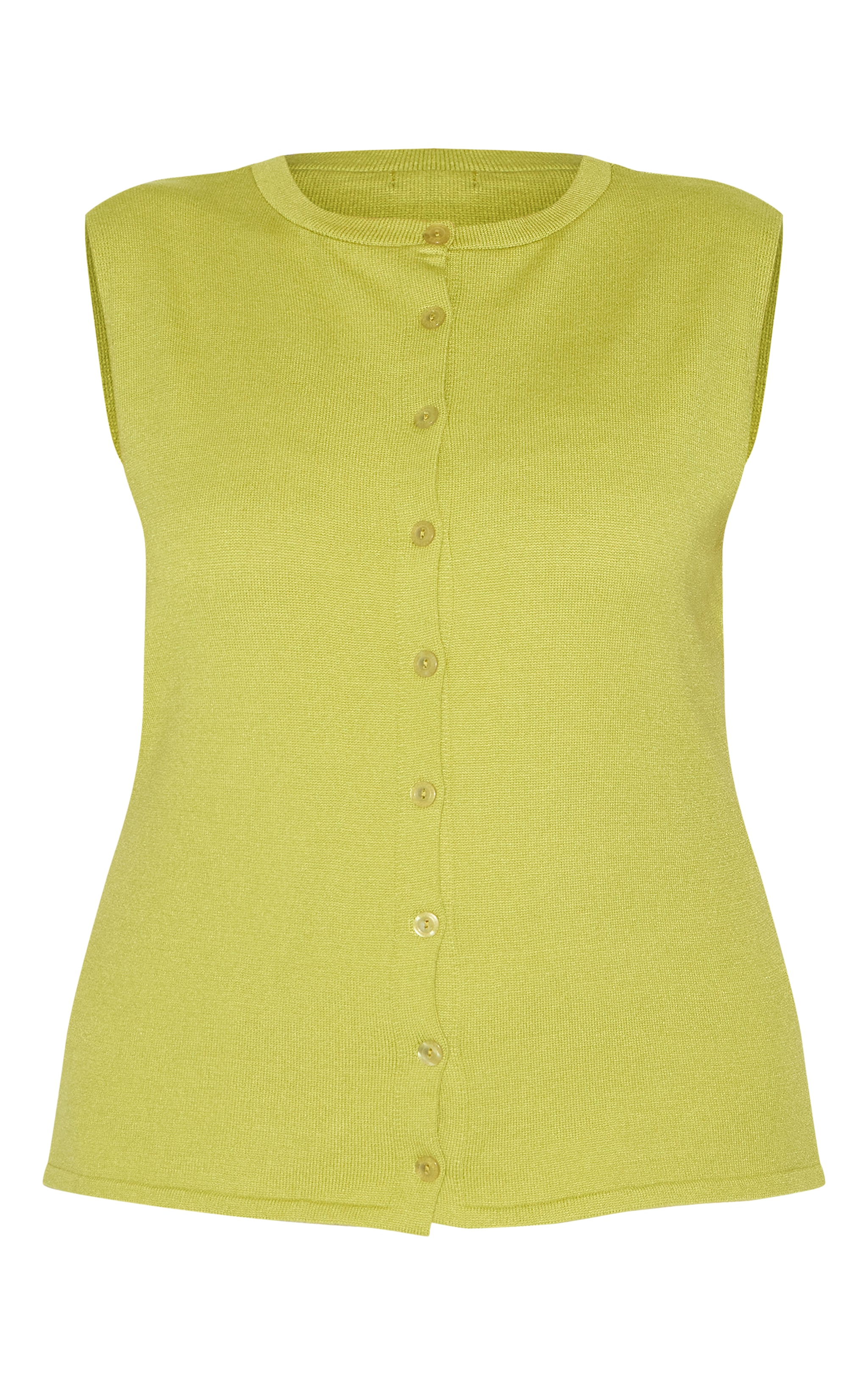 Plus Lime Sleeveless Button Through Sleeveless Top image 5