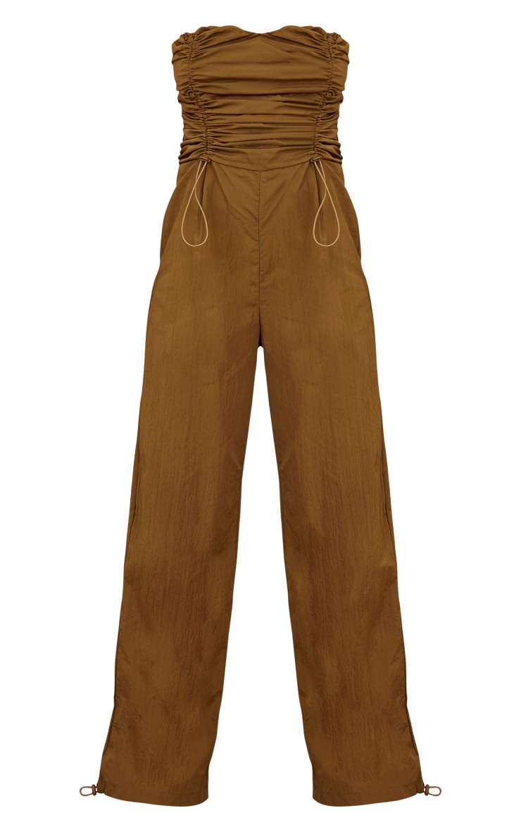Khaki Ruched Bodice Parachute Bandeau Jumpsuit image 5