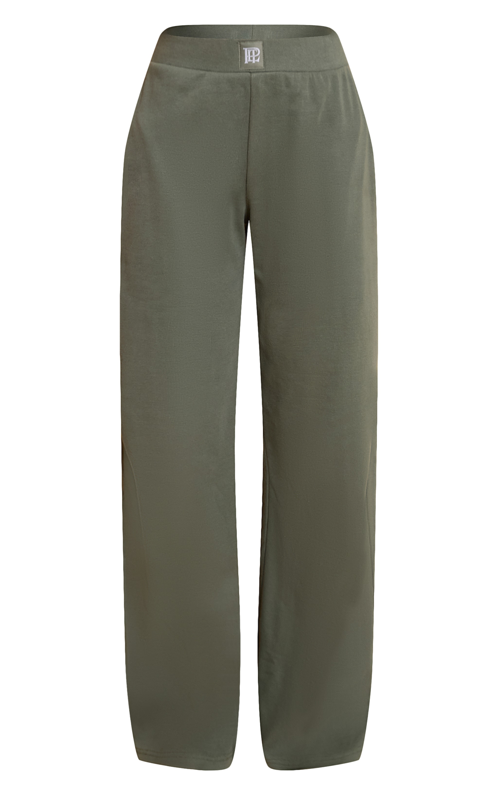 PrettyLittleThing Sage Green Sleep Rib Tonal Elastic Wide Leg Pants image 5