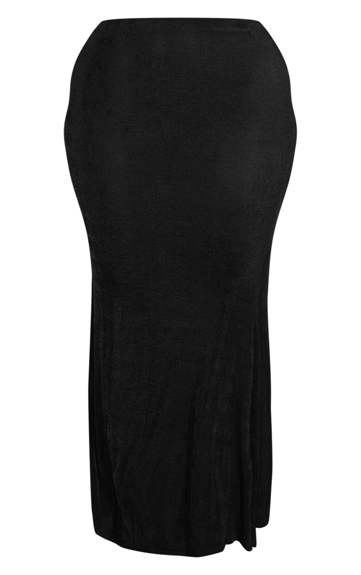 Shape Black Slinky Acetate Low Rise Maxi Skirt image 3