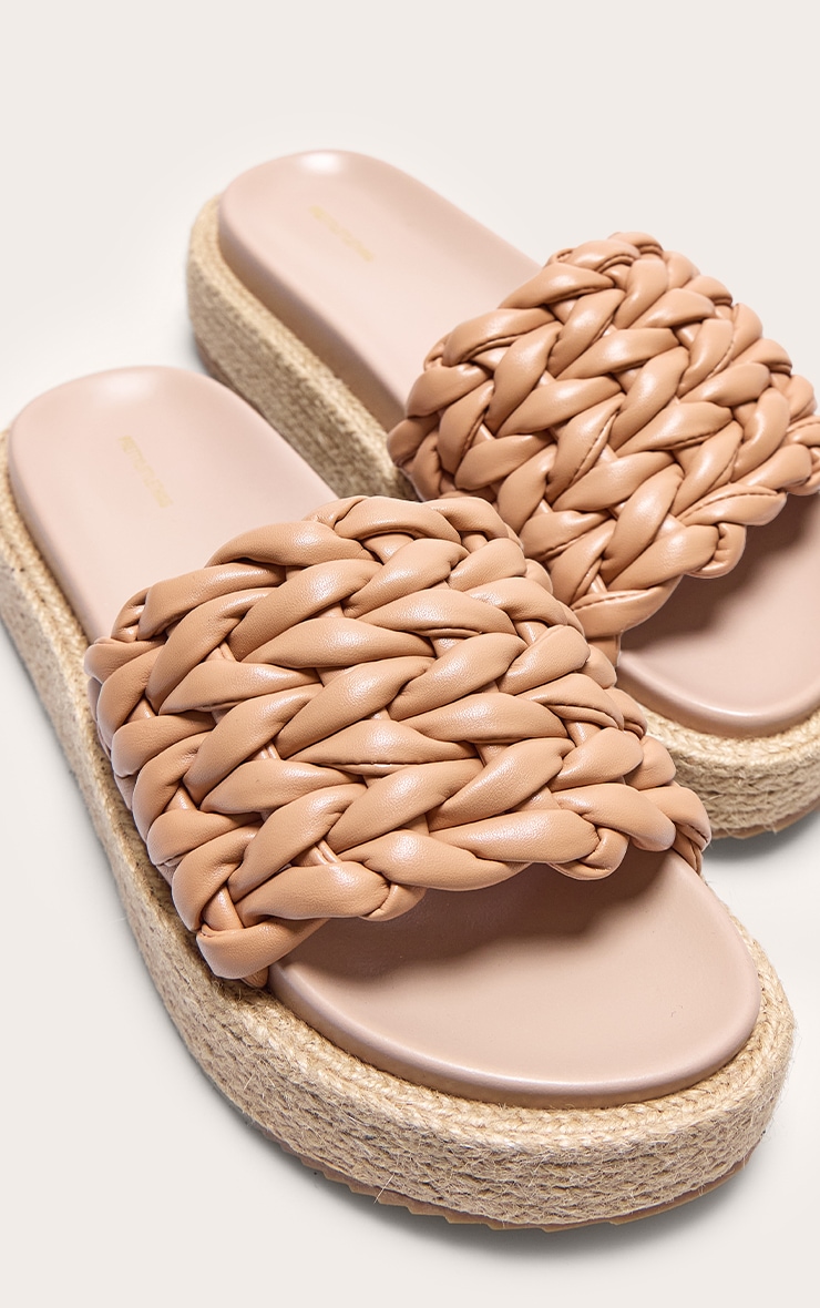 Tan Pu Woven Round Toe Platform Chunky Espadrille Sandals image 4