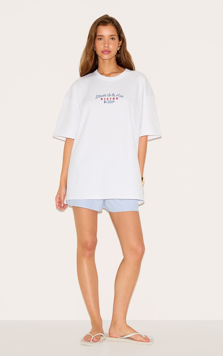 White Lobster Graphic Cotton Oversized T Shirt image 3
