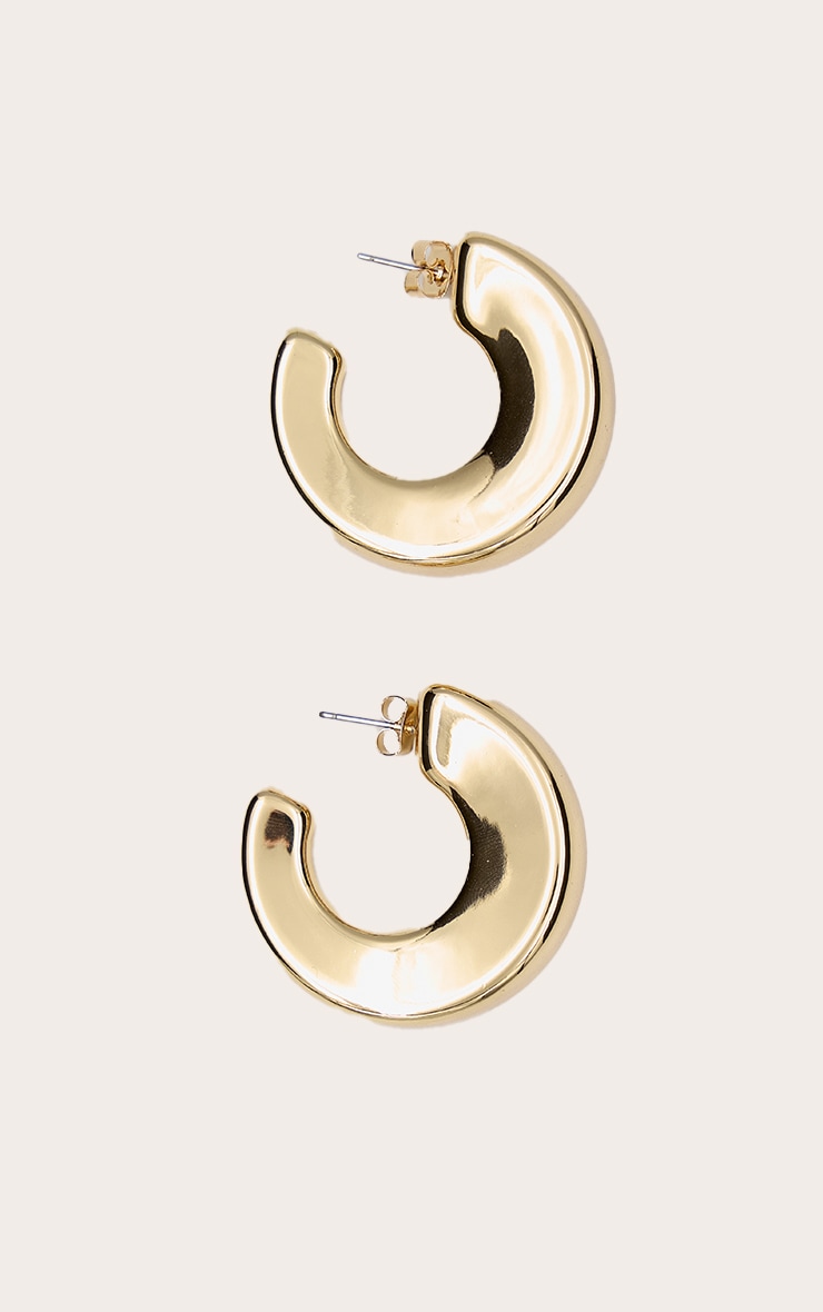 Gold Oversized Chunky Hoop Earrings image 2