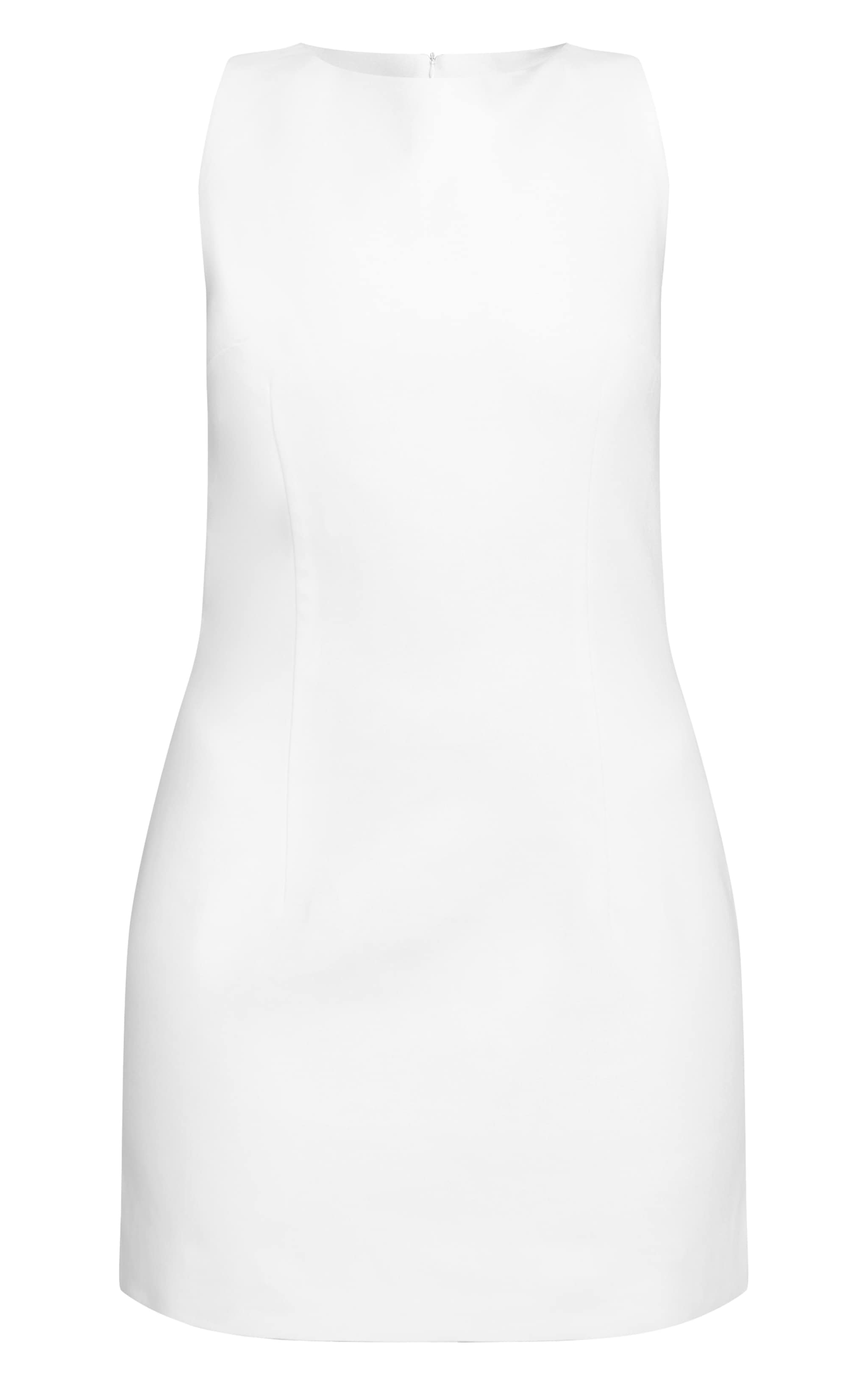 White Woven Slash Neck Mini Dress image 5