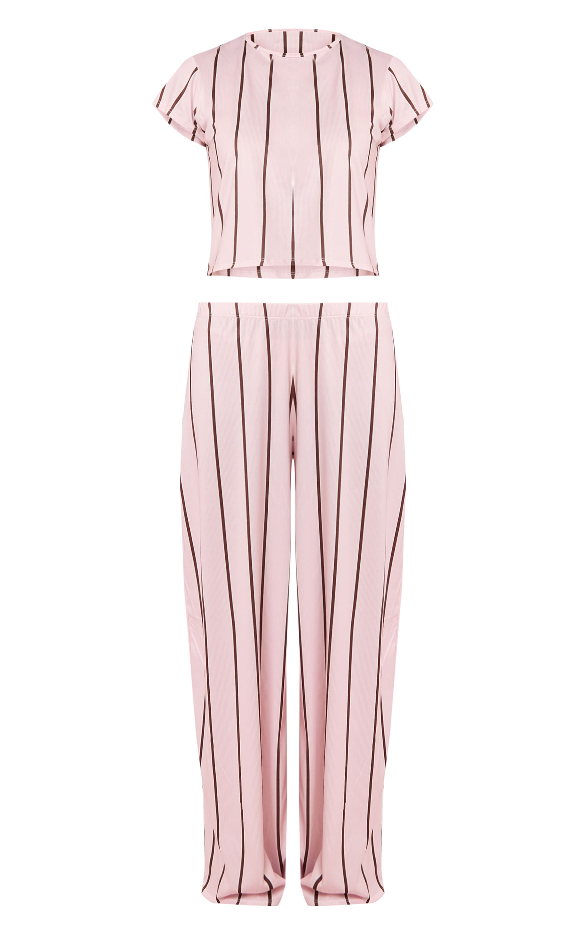 Pink & Brown Stripe Short Sleeve and Wide Leg Pant PJ Set image 5