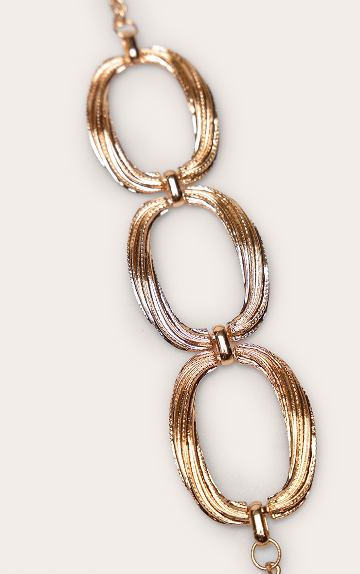 Gold Textured Shimmer Oval Statement Bracelet image 3