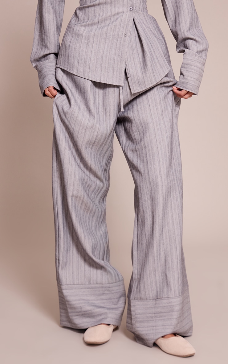 Light Grey Pinstripe Woven Drawstring Pant image 2