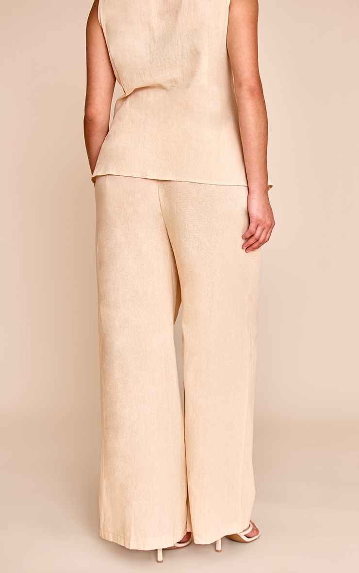 Plus Sand Stripe Linen Look Wide Leg Pants image 3