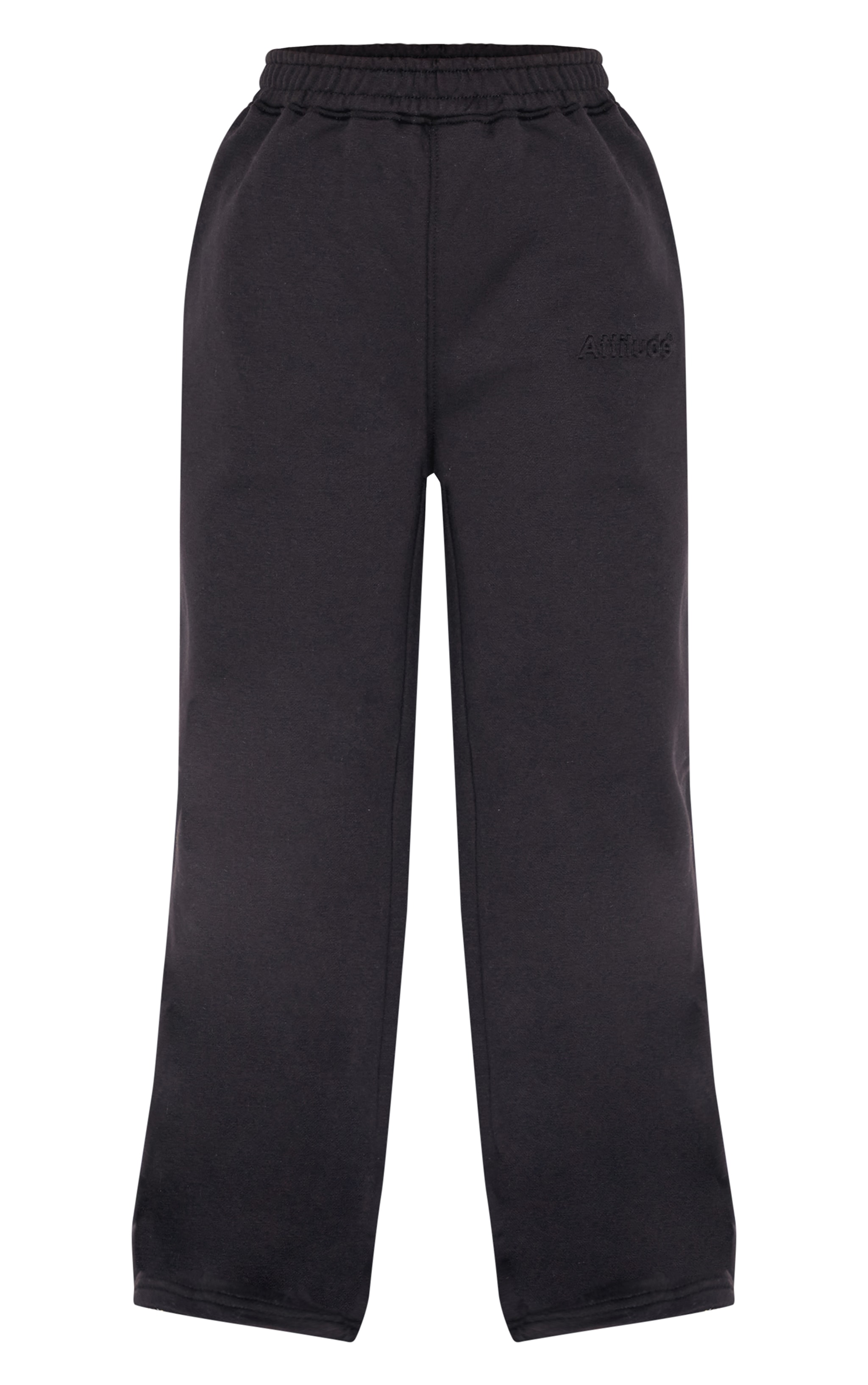 Petite Black Embossed Wide Leg Track Pant image 5