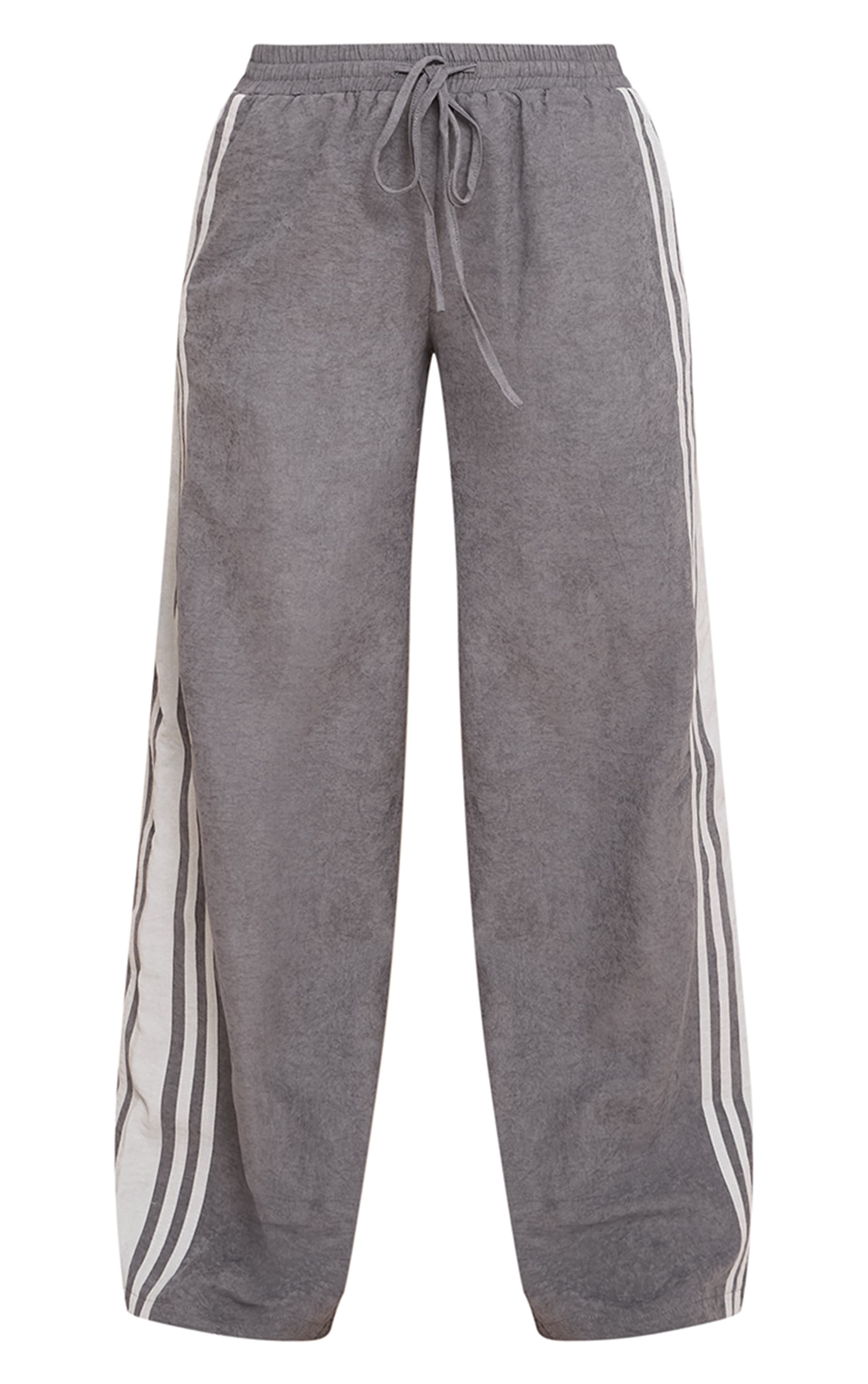Pantalon large en peau de pêche bleu ardoise à rayures contrastantes image 5