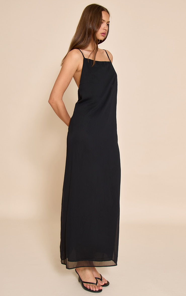 Black Woven Cami Trim Detail Maxi Dress image 3