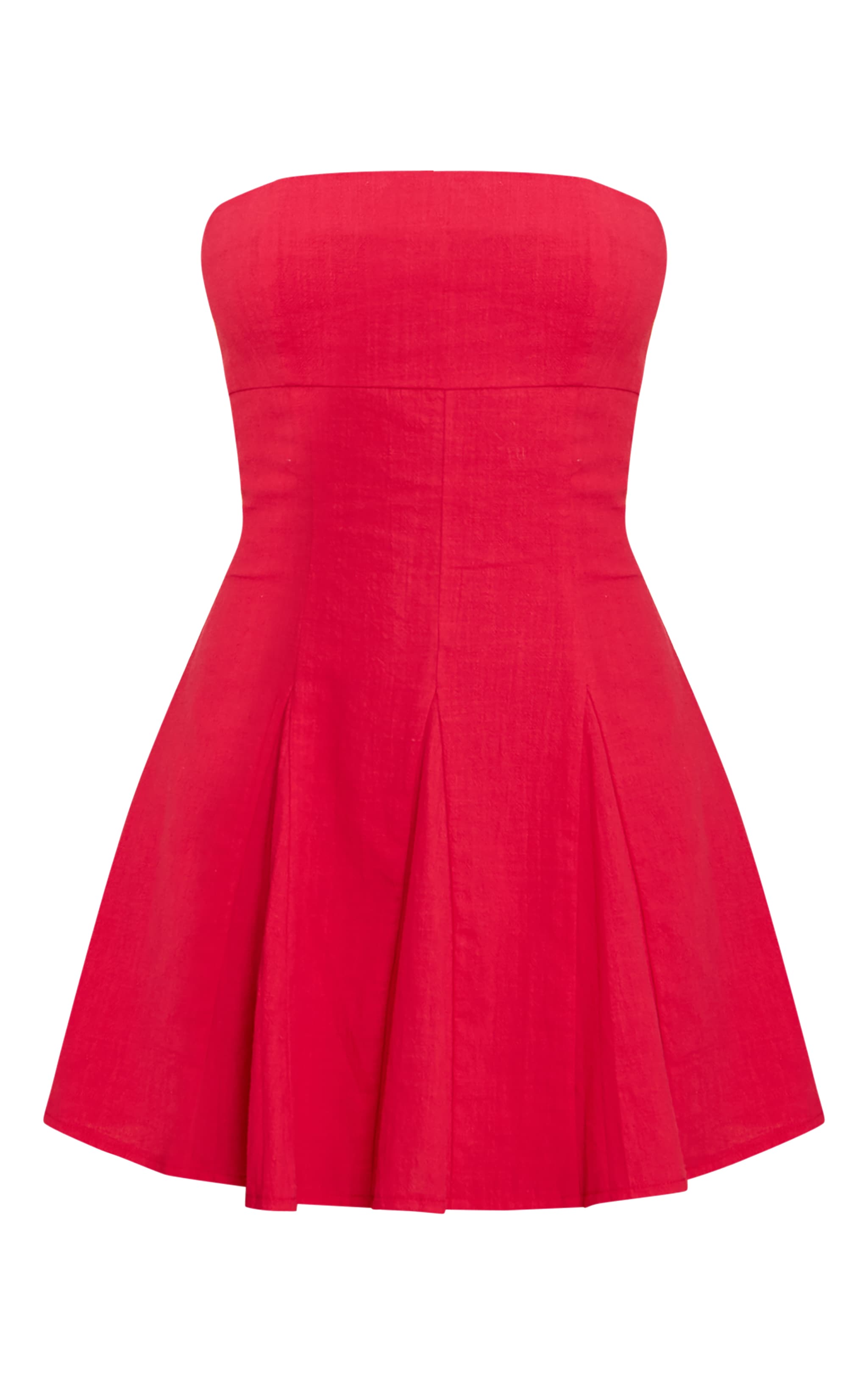 Red Bandeau Pleated Shift Dress image 5