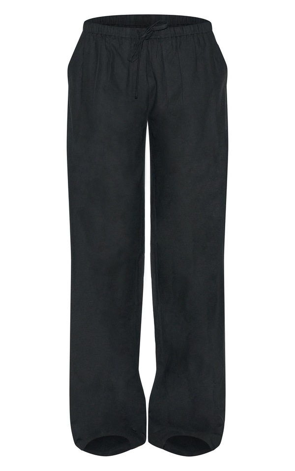 Black Linen Drawstring Pants