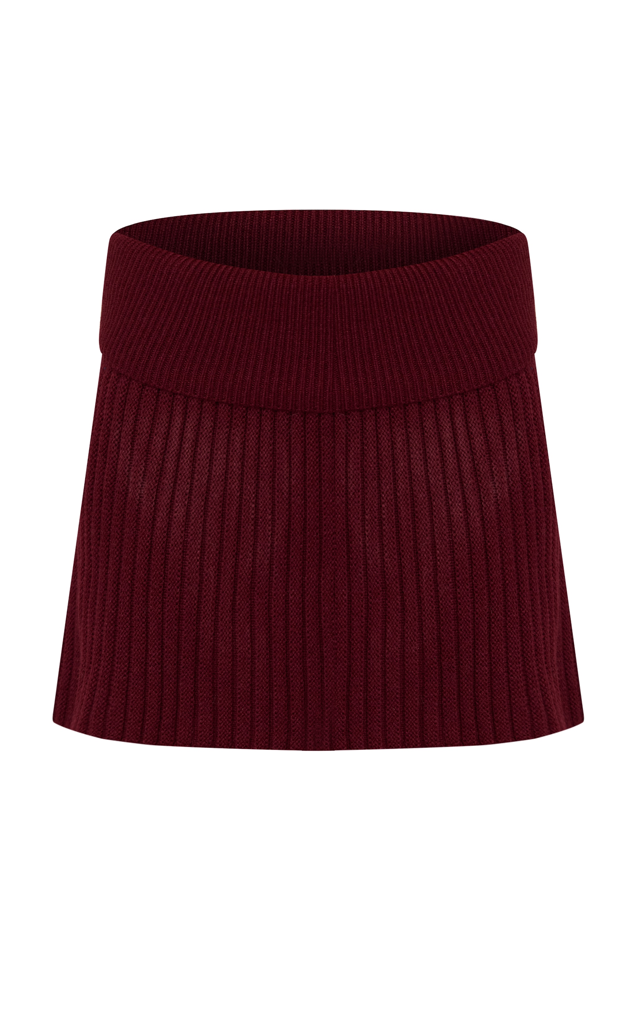 Dark Cherry Pleated Knitted Mini Skirt  image 6