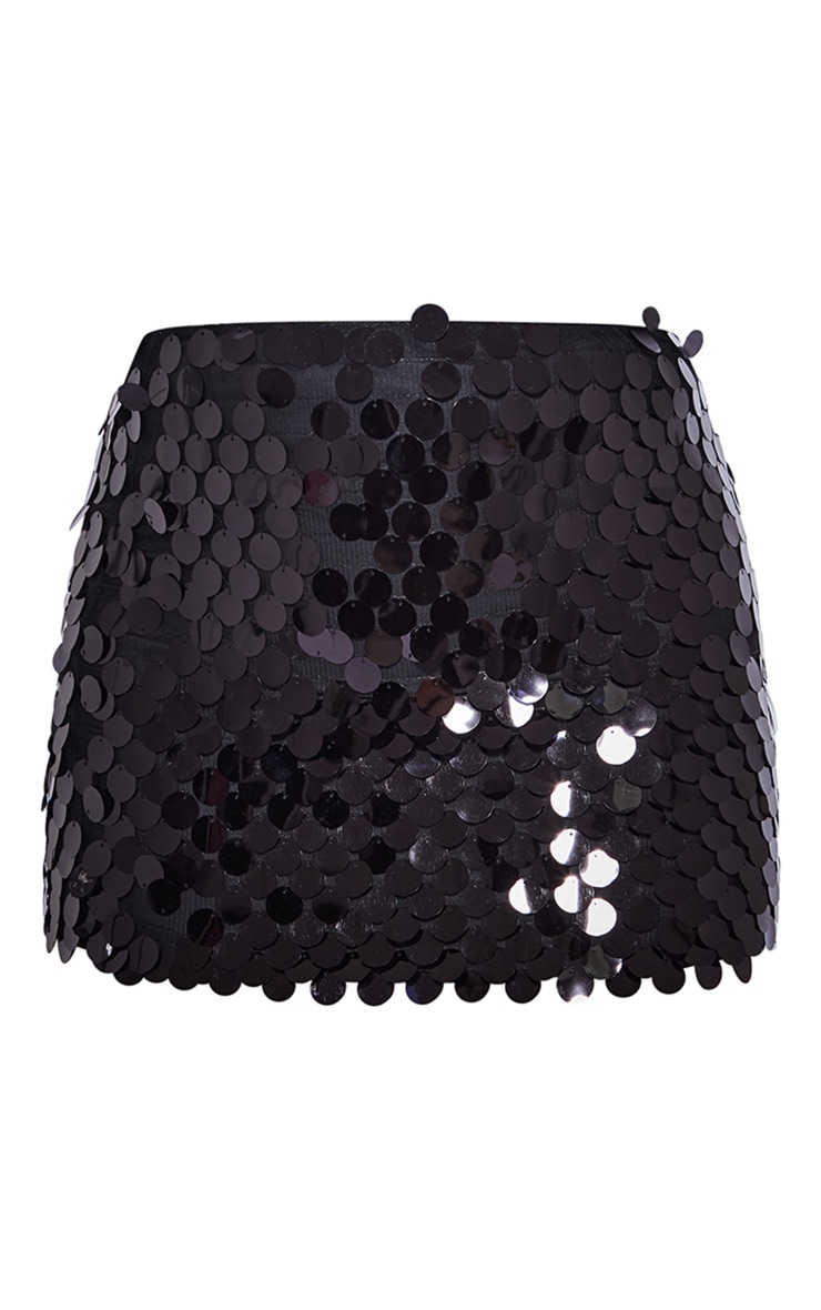 Black Sequin Disc Micro Mini Skirt image 6