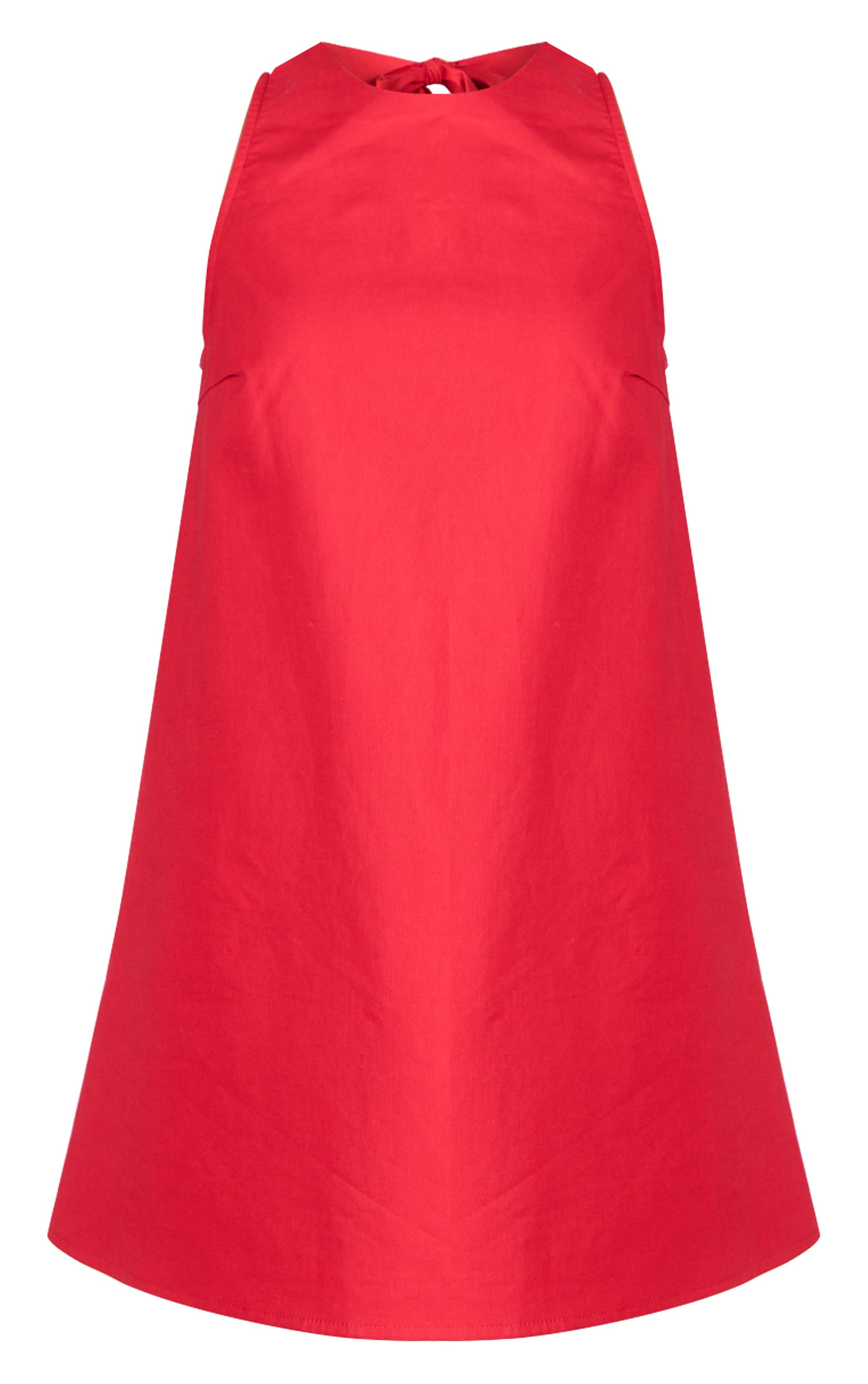 Tomato Red Linen-Blend Tie Back Sleeveless Shift Dress image 5