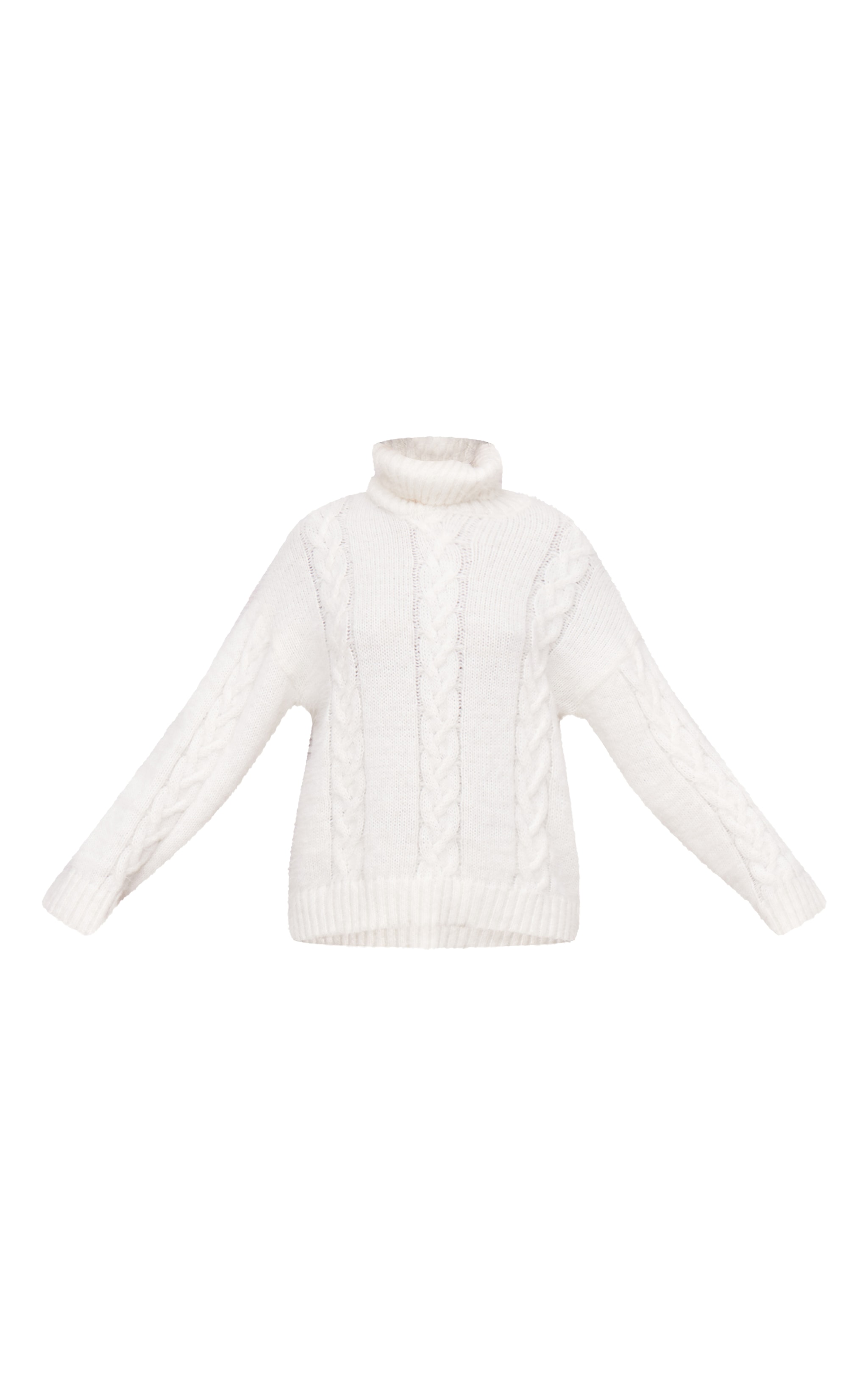 Tall Cream Oversized Cable Knit Sweater image 5