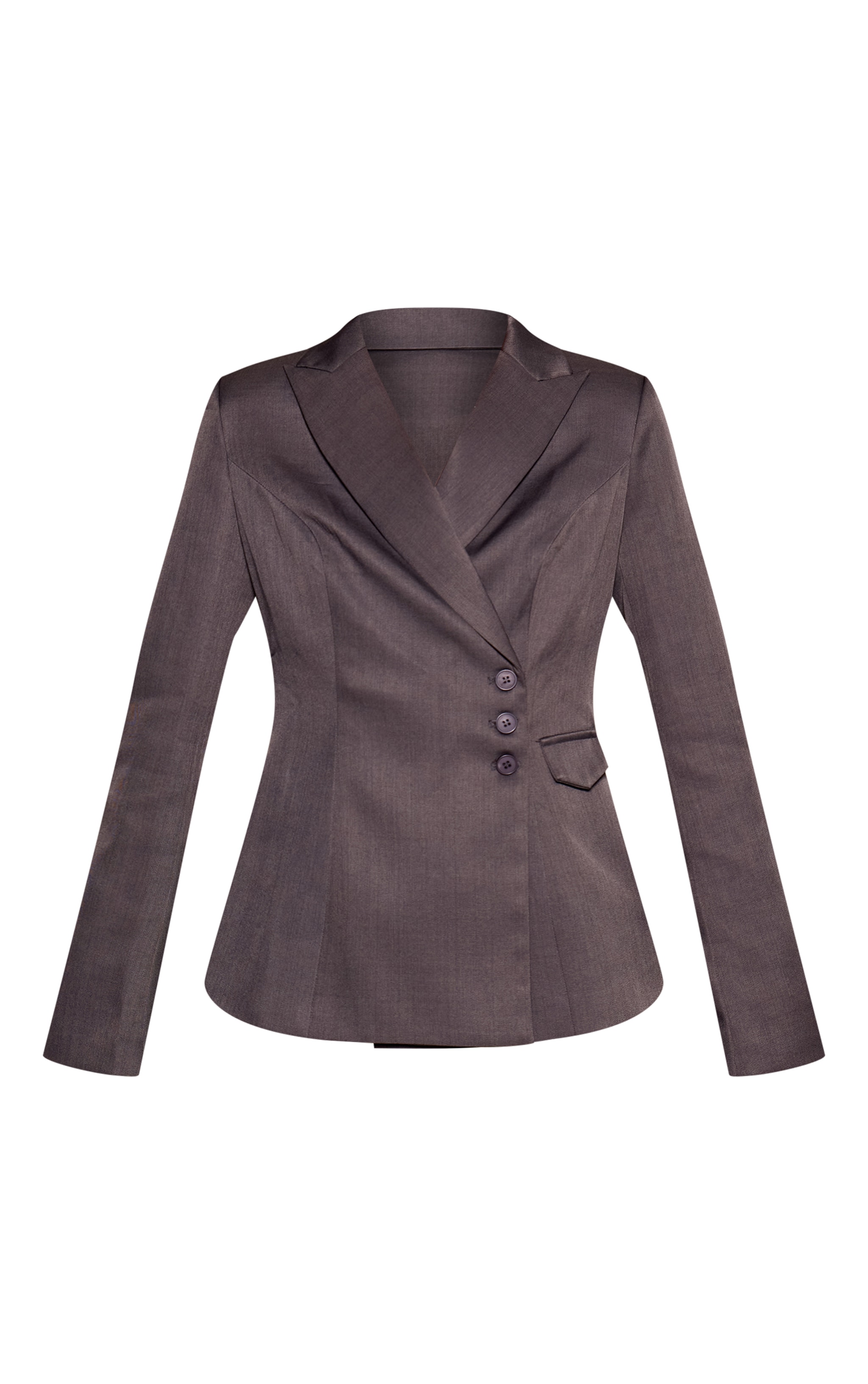 Grey Woven Tailored Cinched Waist Blazer image 5