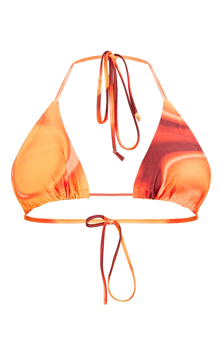 Plus Orange Abstract Printed Triangle Bikini Top image 1