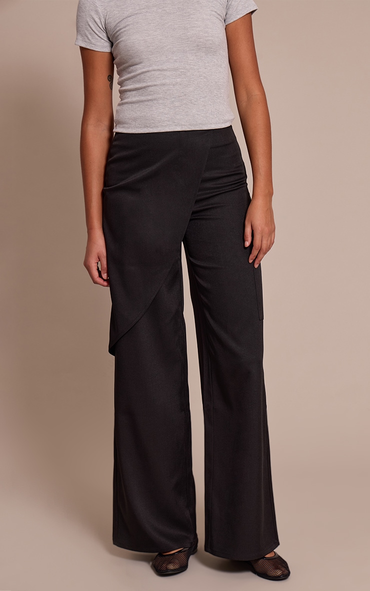 Tall Black Woven Wrap Detail Cargos  image 2