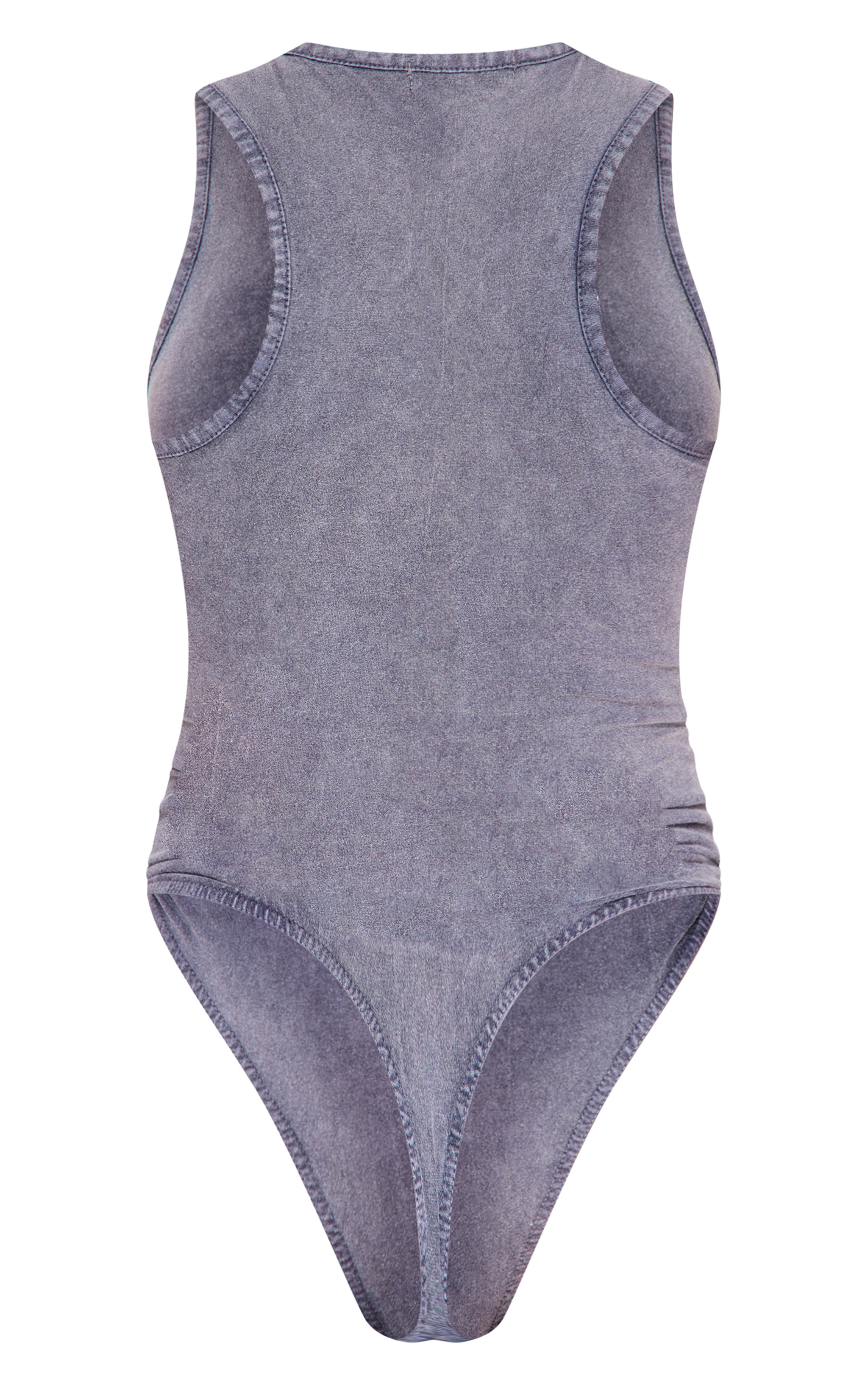 PRETTYLITTLETHING Charcoal Wash Racer Bodysuit image 6