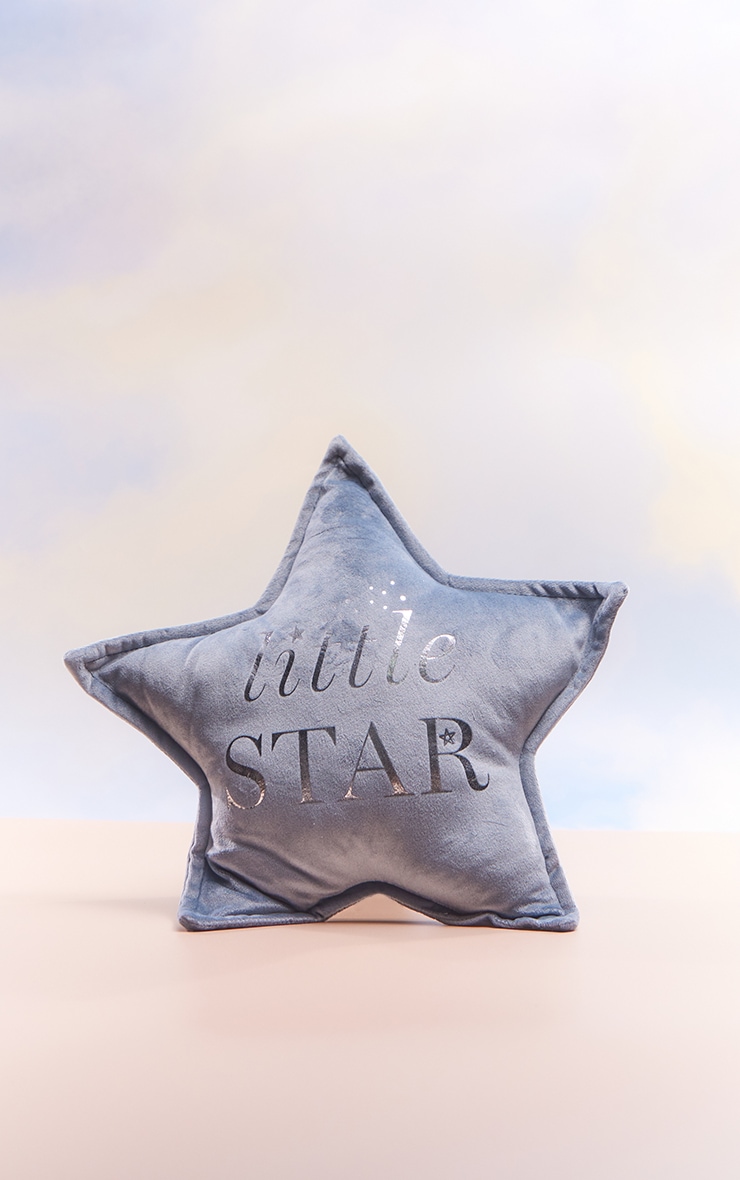 Bambino Coussin étoile en velours bleu à slogan Little Star image 3