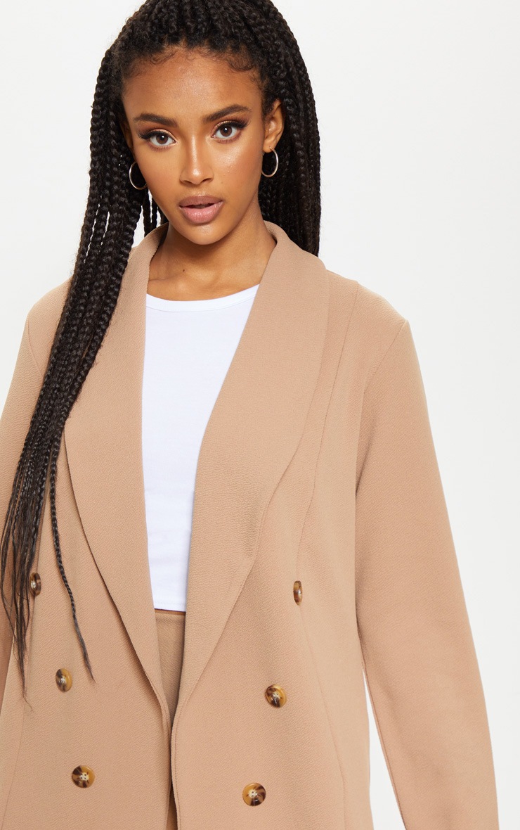 Camel Oversized Front Button Detail Blazer image 5