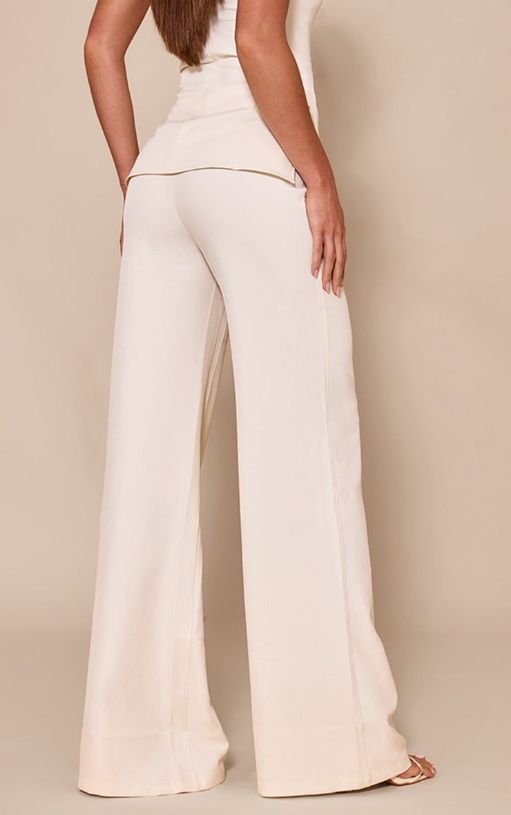 Tall Almond Mid Rise Tailored Wide Leg Pants image 3