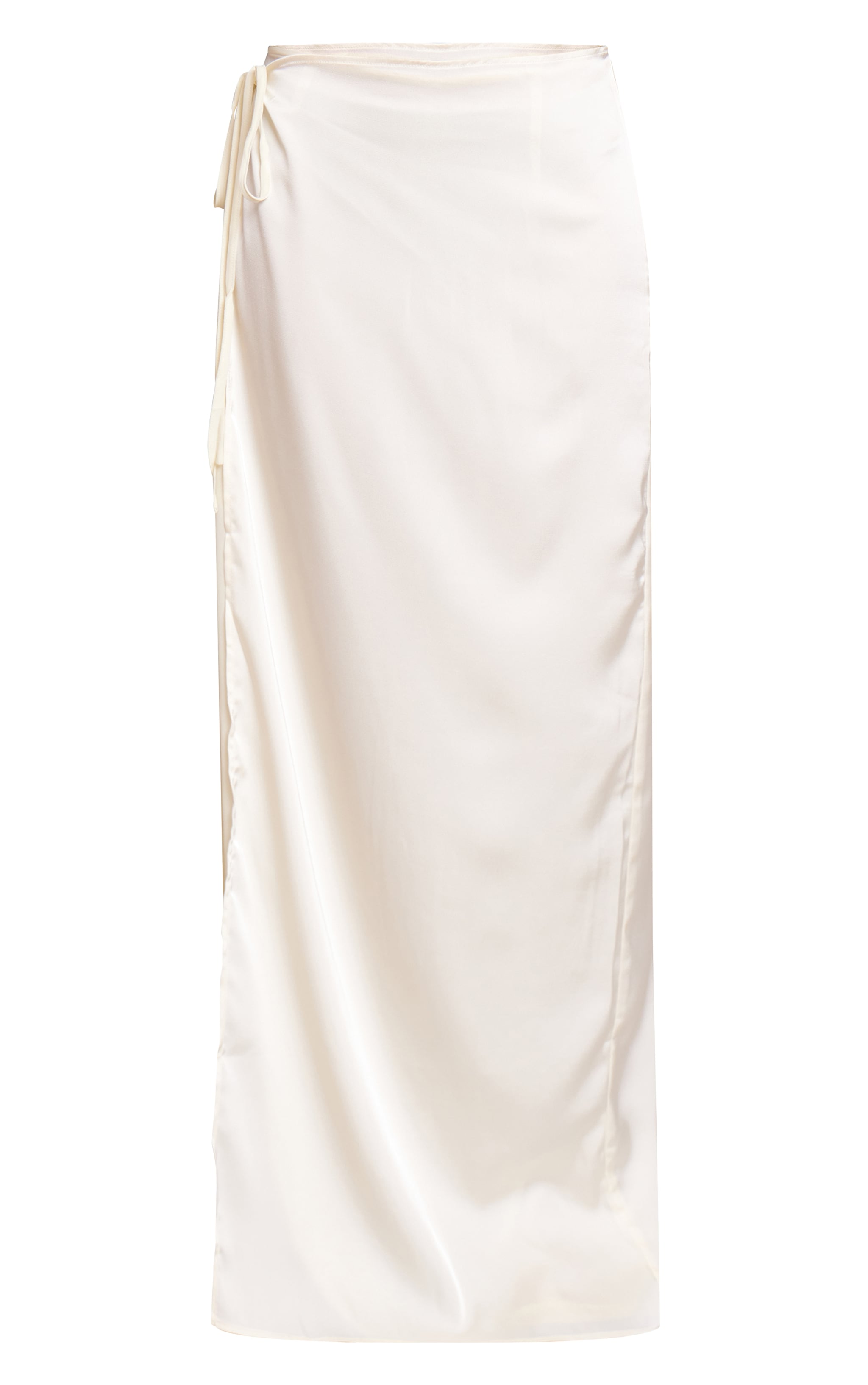 Cream Satin Wrap Detail Chiffon Maxi Skirt image 5
