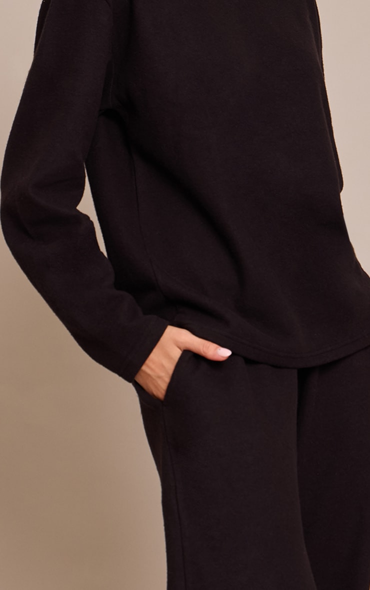 Pantalon droit brossé côtelé noir à pinces image 4