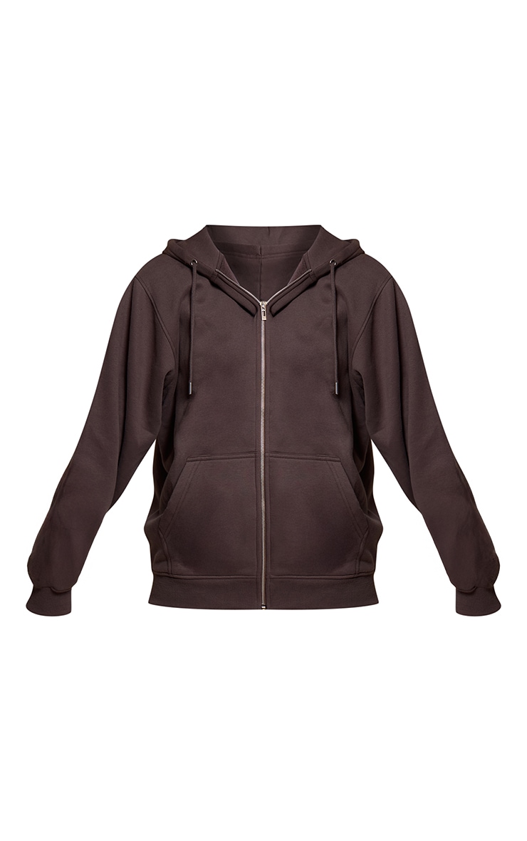 Charcoal Cotton Fleece Pullover Zip Hoodie image 5