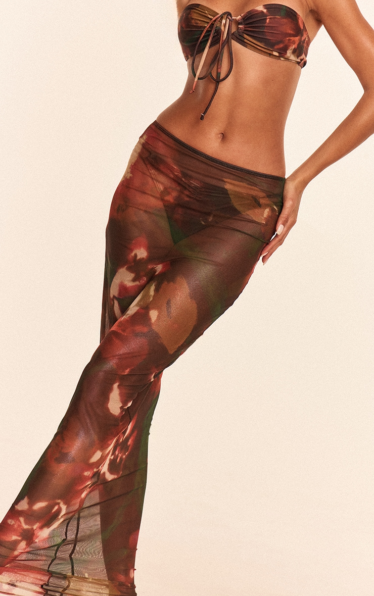 Multi Watercolour Floral Maxi Beach Skirt image 4