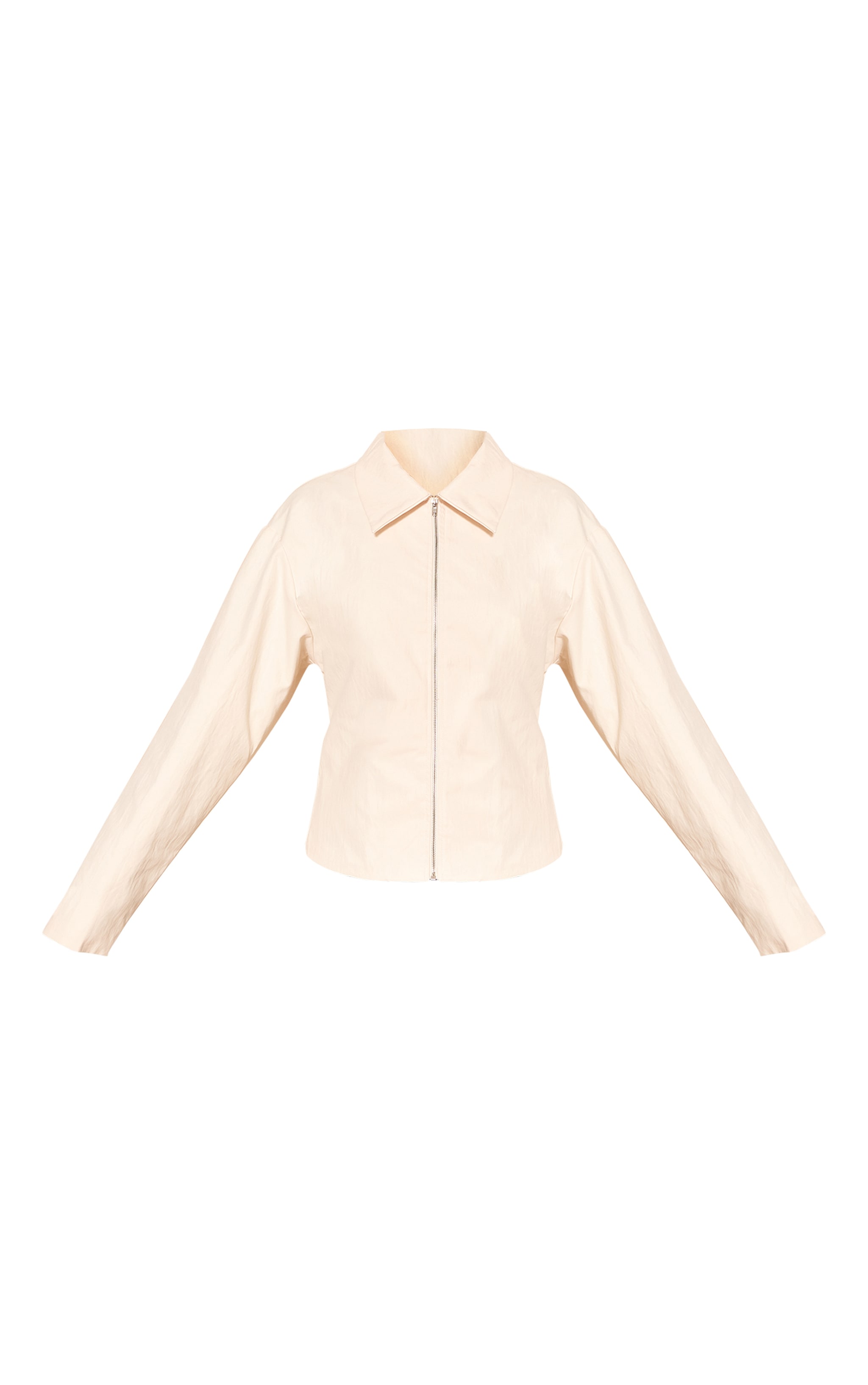 Almond Fitted Zip Up Collared Jacket image 5