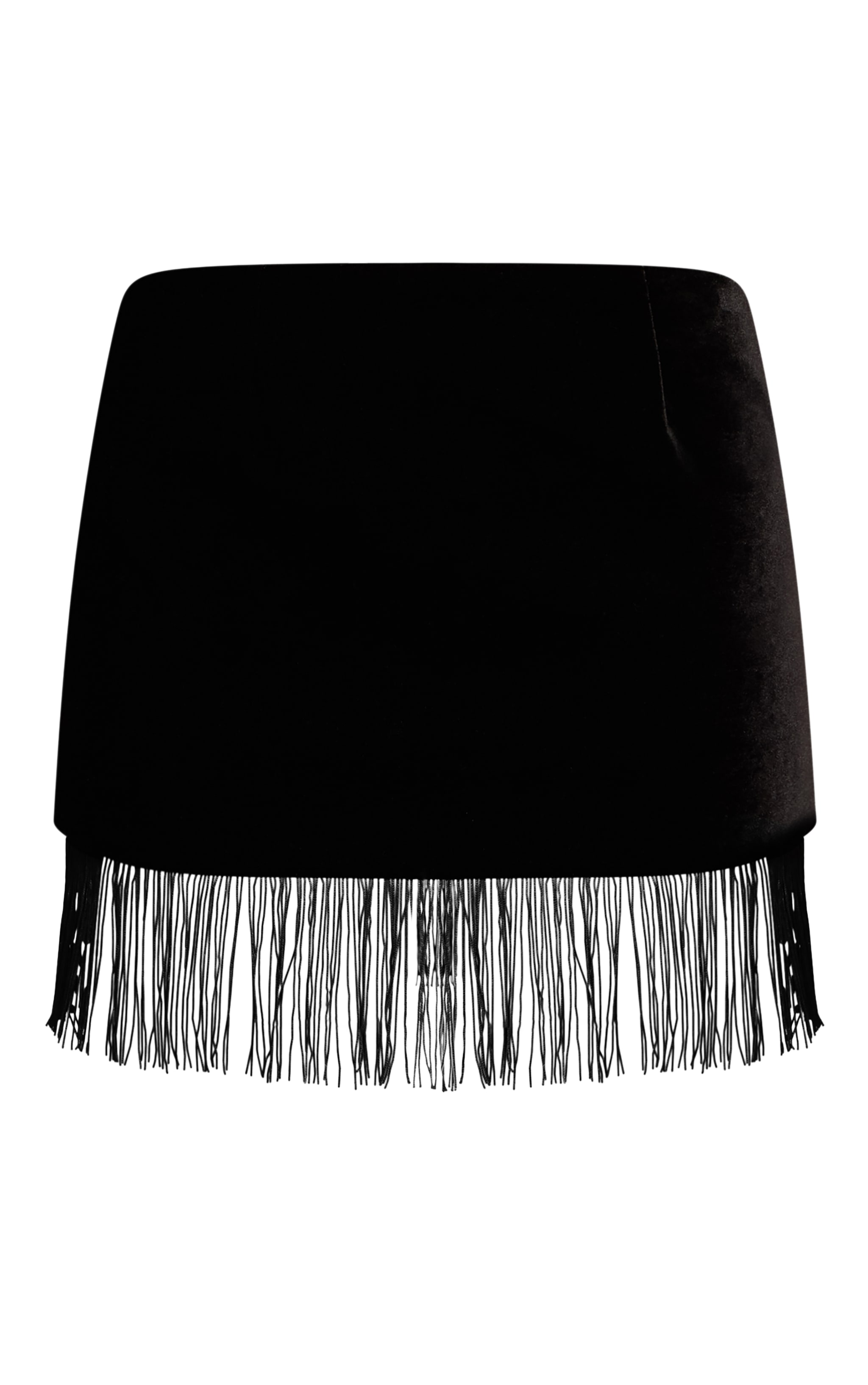 Mini-jupe en velours noir à ourlet frangé image 6