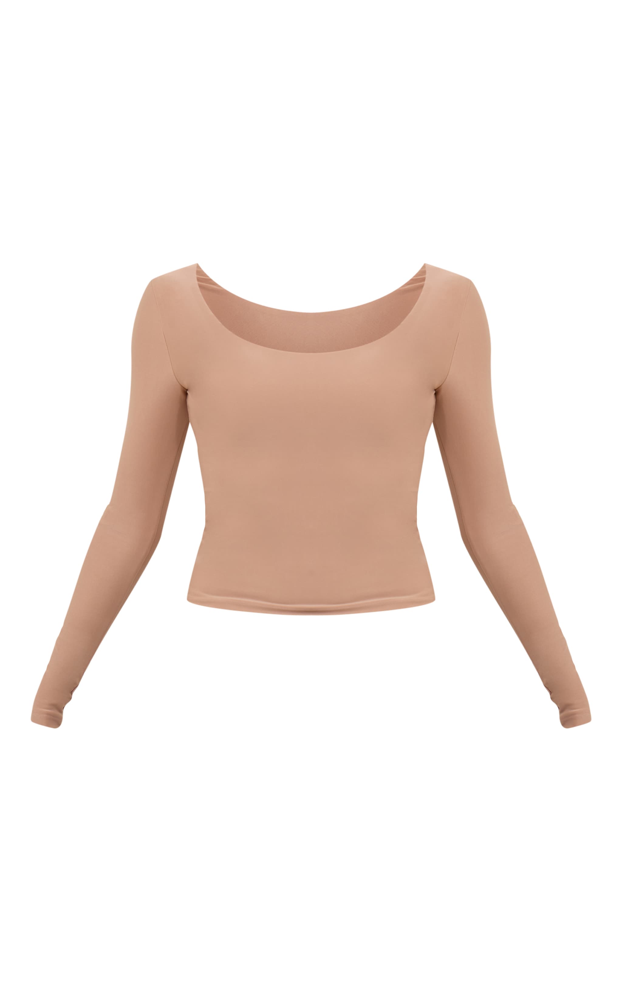 Latte Polyamide Crew Neck Long Sleeve Top image 5