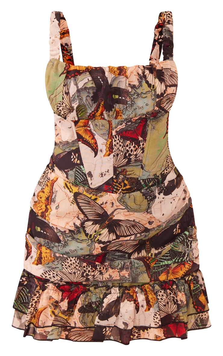 Plus Multi Butterfly Printed Chiffon Corset Bodycon Dress image 5