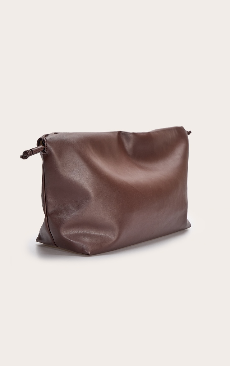 Premium Chocolate Mousse Faux Suede Oversize Drawstring Clutch Bag image 3