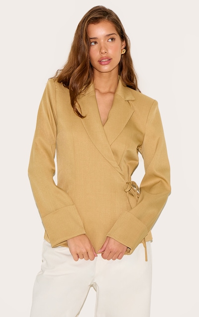 Blazer sable à tissu noué sur le côté
