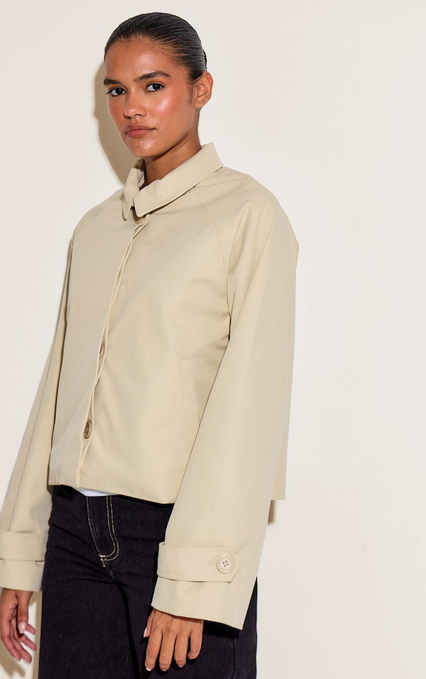Stone Long Sleeve Trench Style Jacket