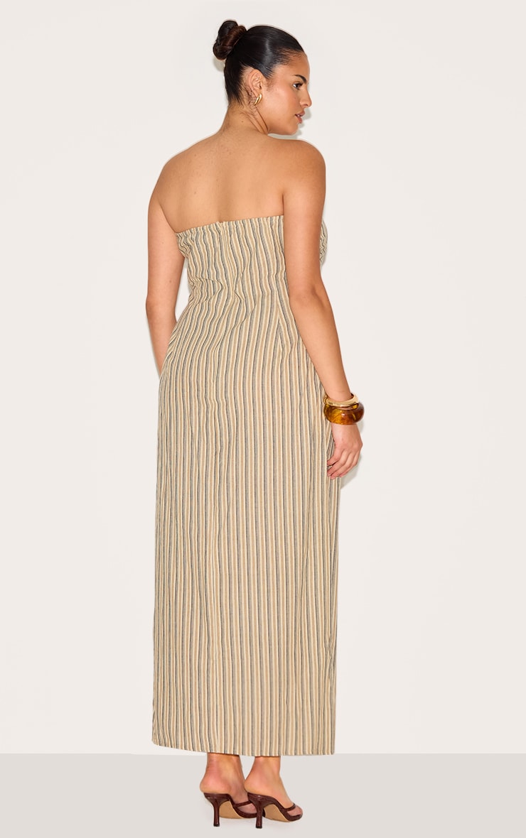 Plus Stone Striped Bandeau Ruched Shift Dress image 2