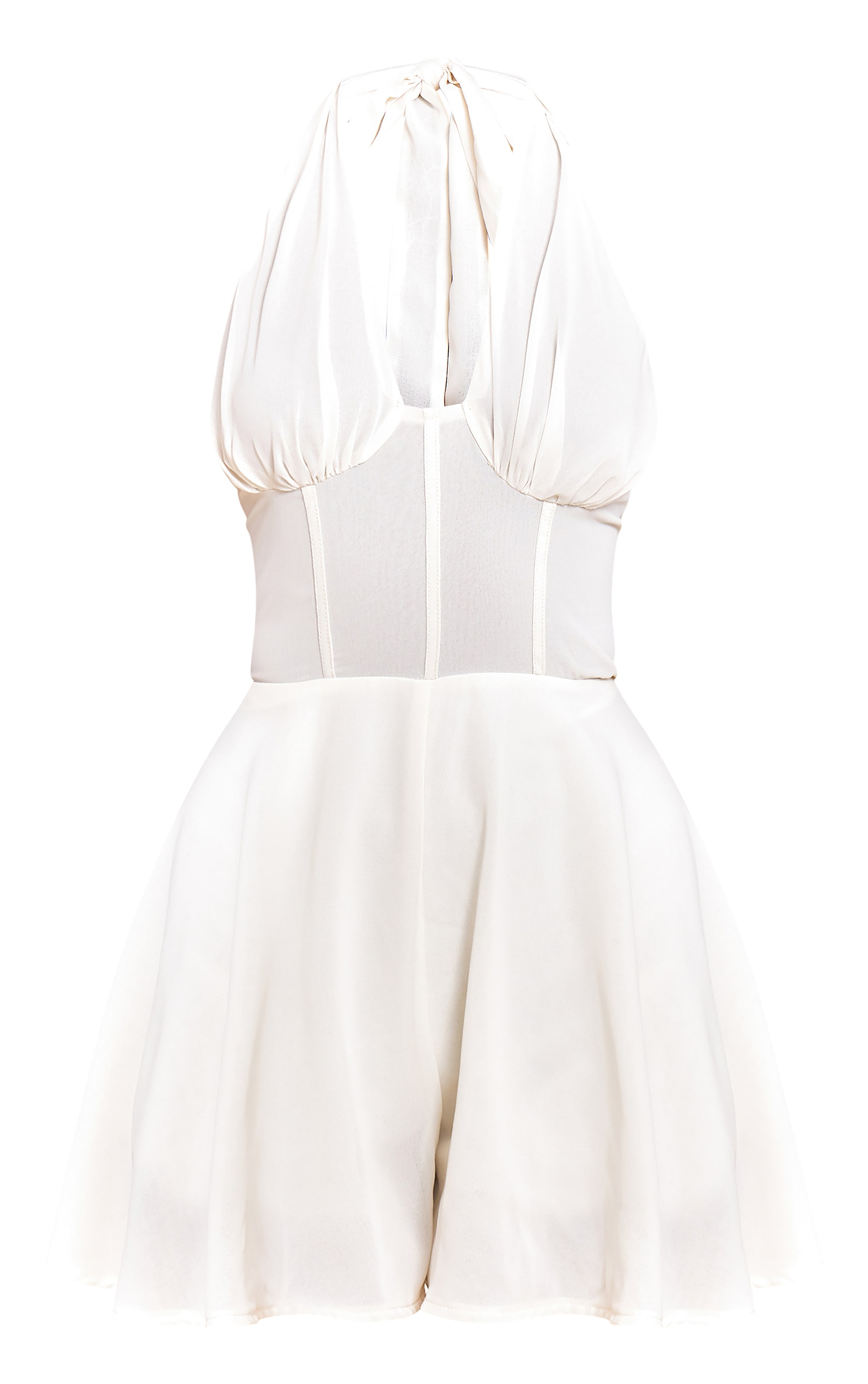 Cream Chiffon Halterneck Corset Detail Skort Romper image 5
