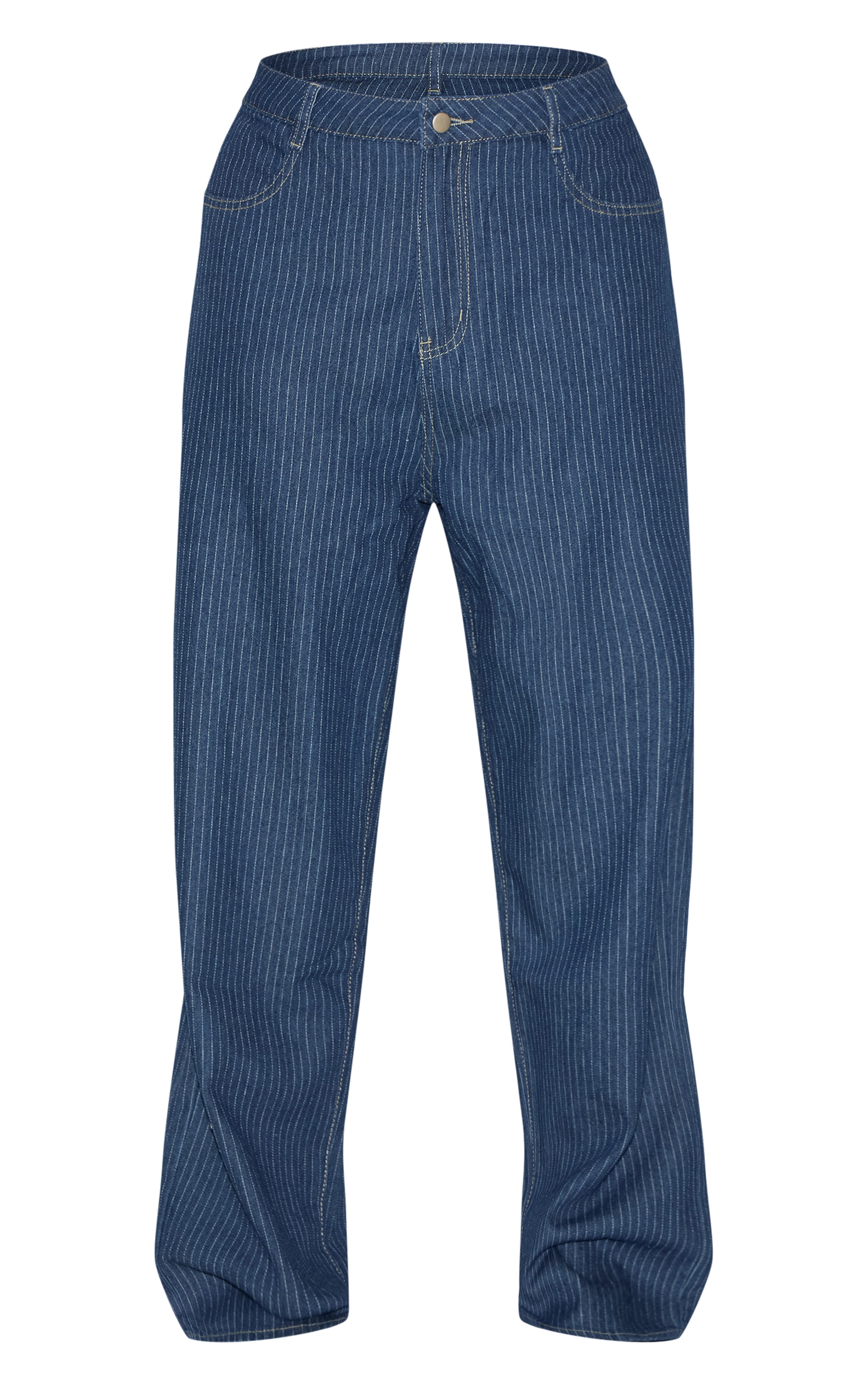 Plus Indigo Pinstripe Denim Straight Leg Jeans image 5