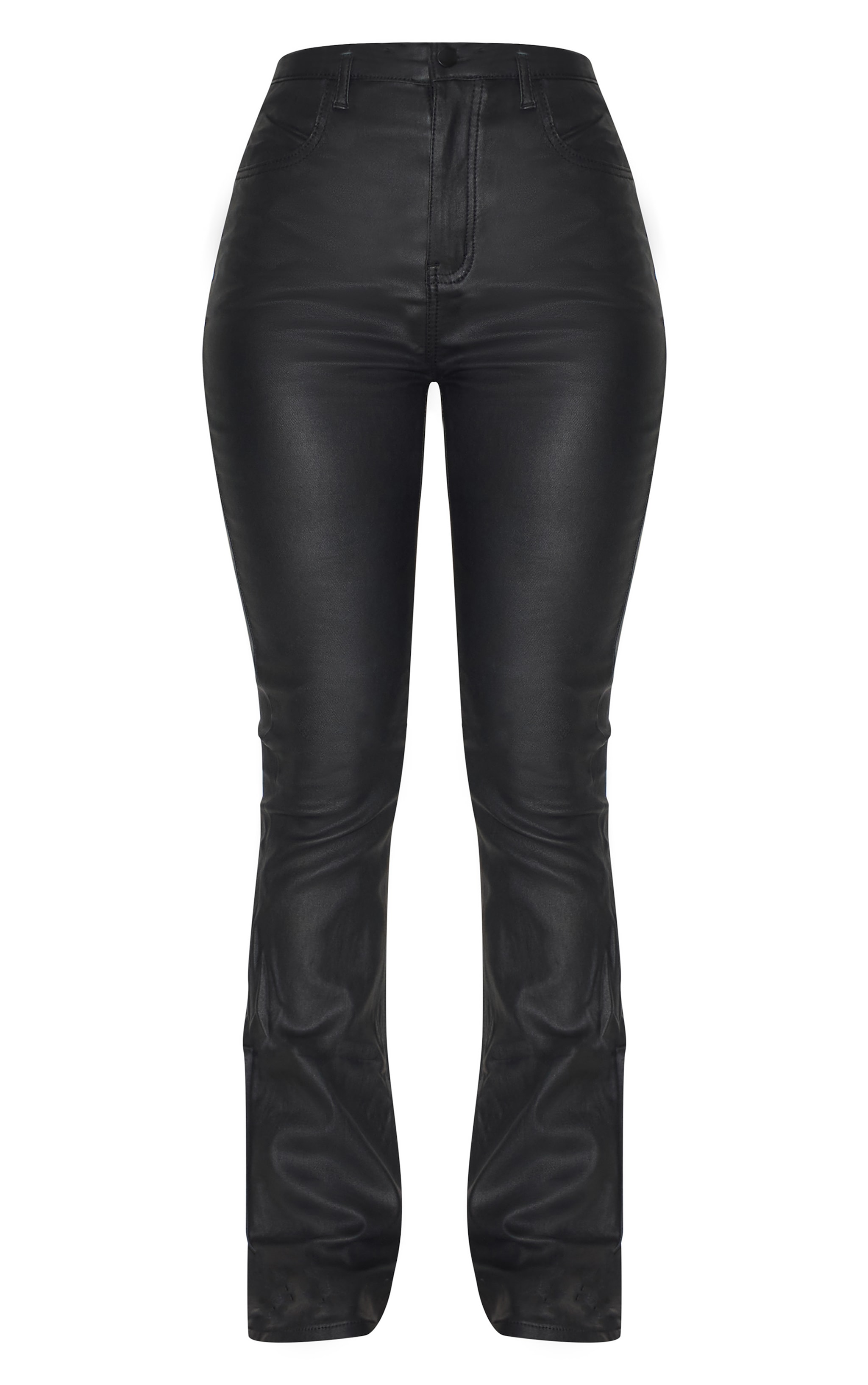 Black Coated Denim Flares image 5