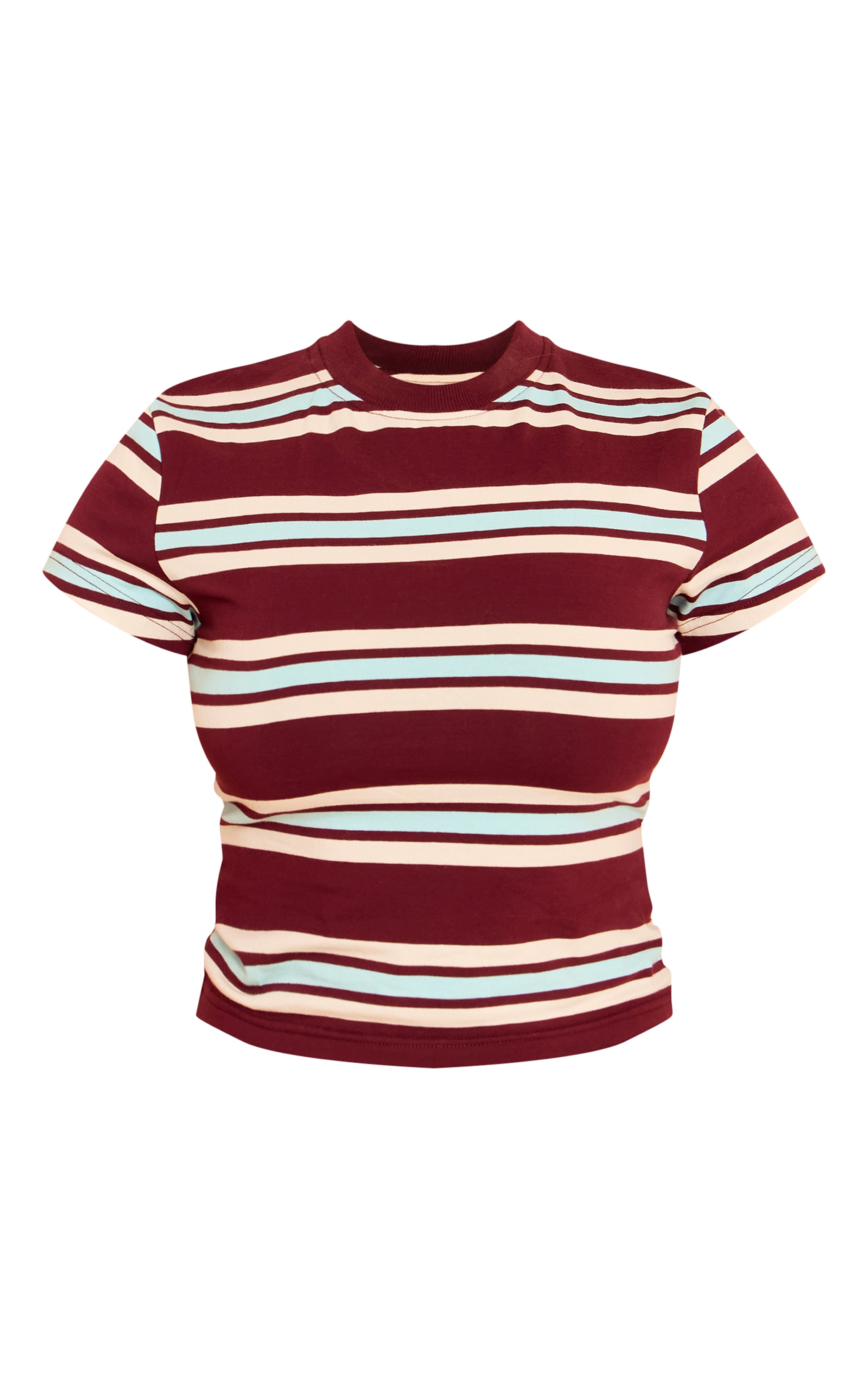 Shape Burgundy Striped Long Line T-shirt image 5