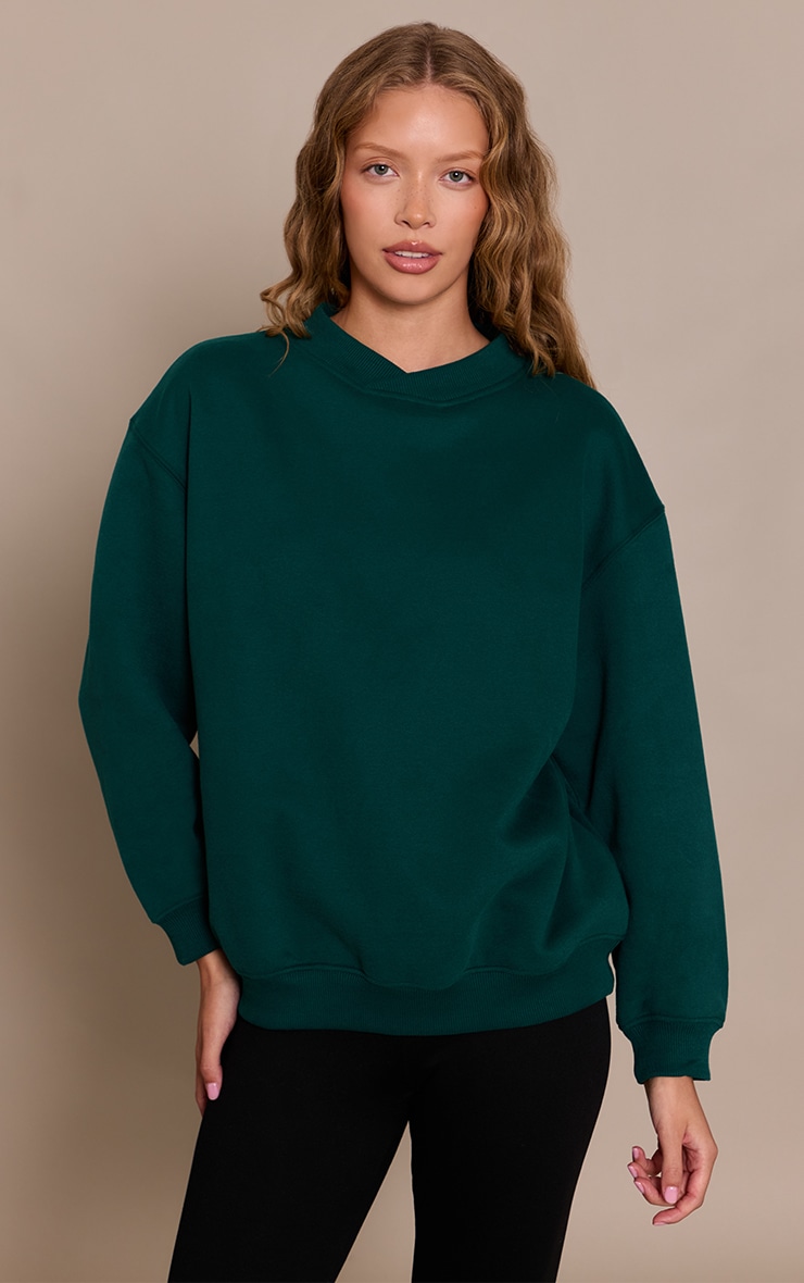 Pine Green Cotton Fleece Crossfront Sweatshirt image 1