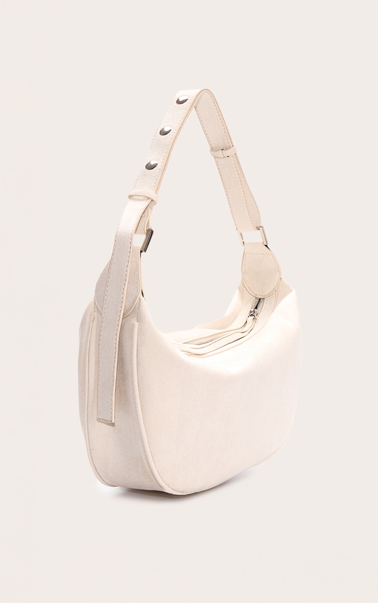 Off White Suede Oversized Slouchy Shoulder Bag image 2