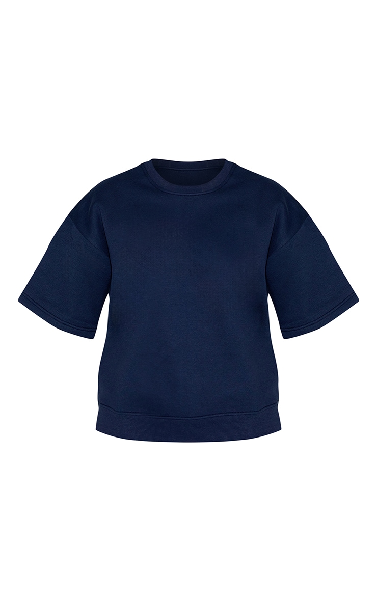 Navy Oversized Drop Shoulder Sweat T-Shirt image 5