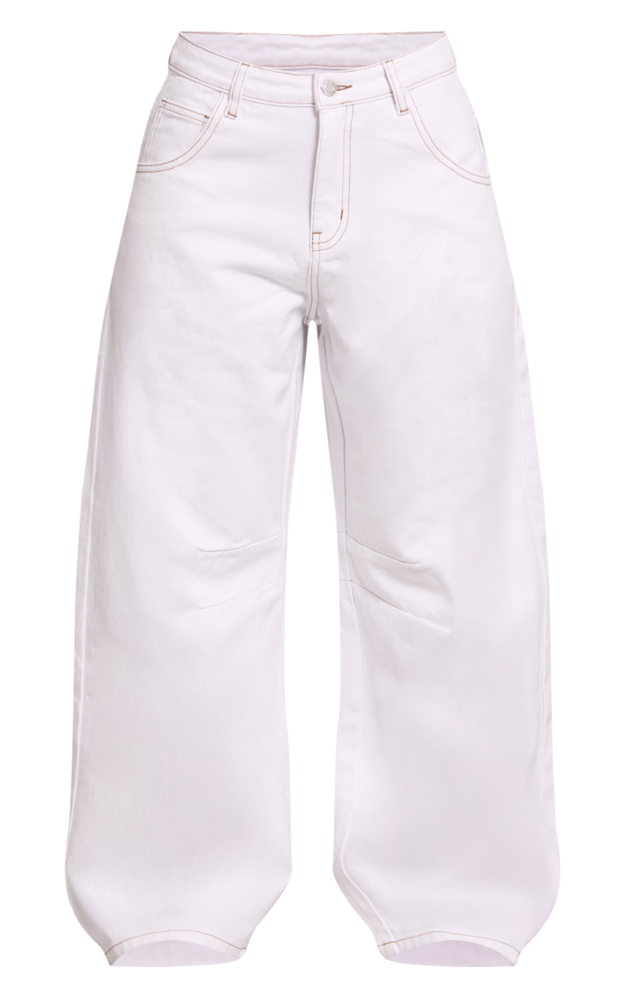 Petite White Seam Detail Barrel Jean image 5