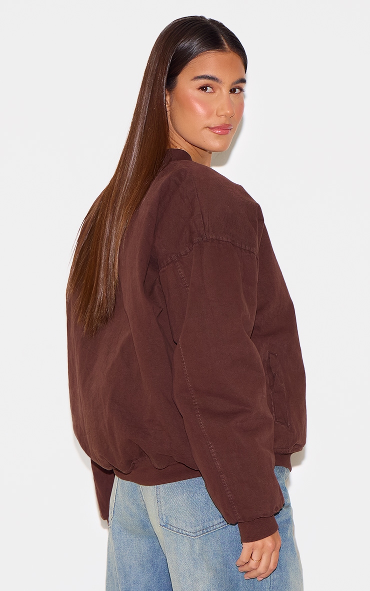 Chocolate Classic Oversized Bomber Jacket image 2